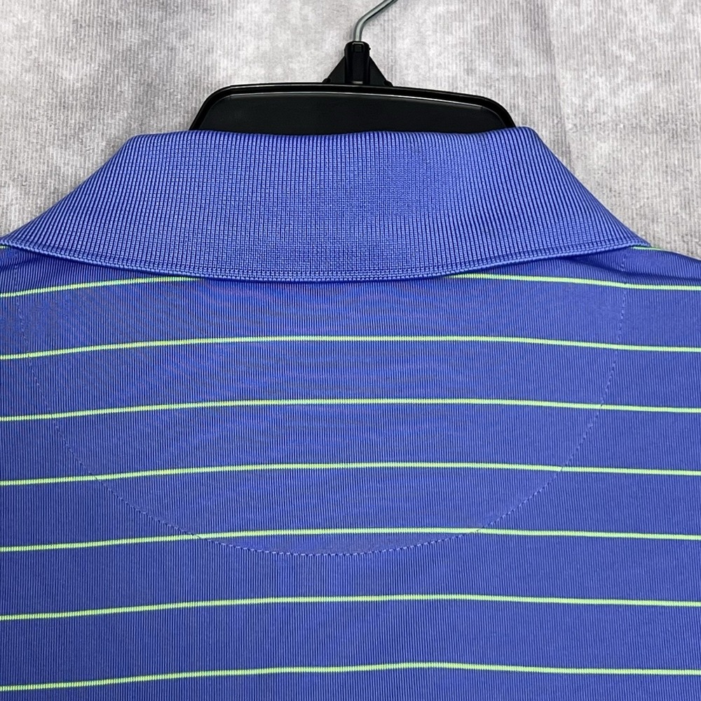 DONALD ROSS Golf Shirt Medium Short Sleeve Blue w/Green Stripe Polyester - Picture 9 of 11